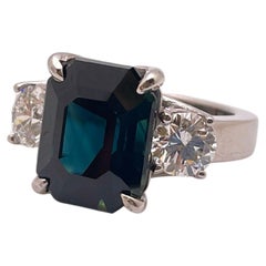 IGI Certified 7.51 Carat Sapphire Diamond 14K White Gold Engagement Ring