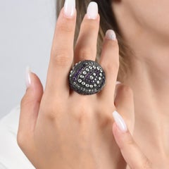 IGI Certified 7.61 Carat Natural Diamond and Amethyst Statement Ring 8K Gold