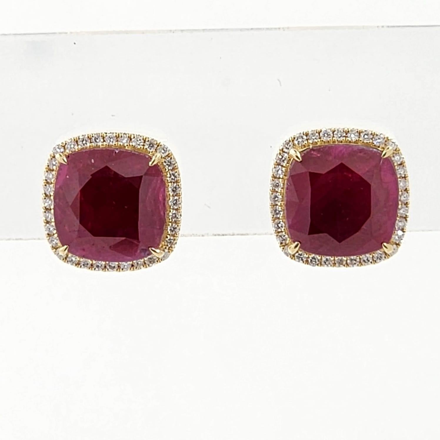 IGI Certified 8.29 Carat Natural Ruby Diamond Stud Earrings For Sale 2