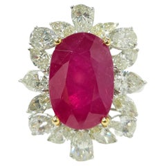 IGI Certified 8.31 Carat No Heat Burmese Ruby & Diamond Ring in 18K White Gold