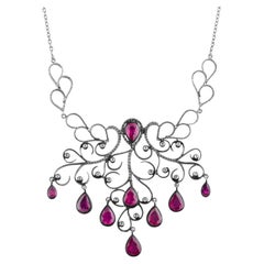 IGI Certified 8.34 Carat Natural Ruby and Diamond Pendant Necklace in 8K Gold