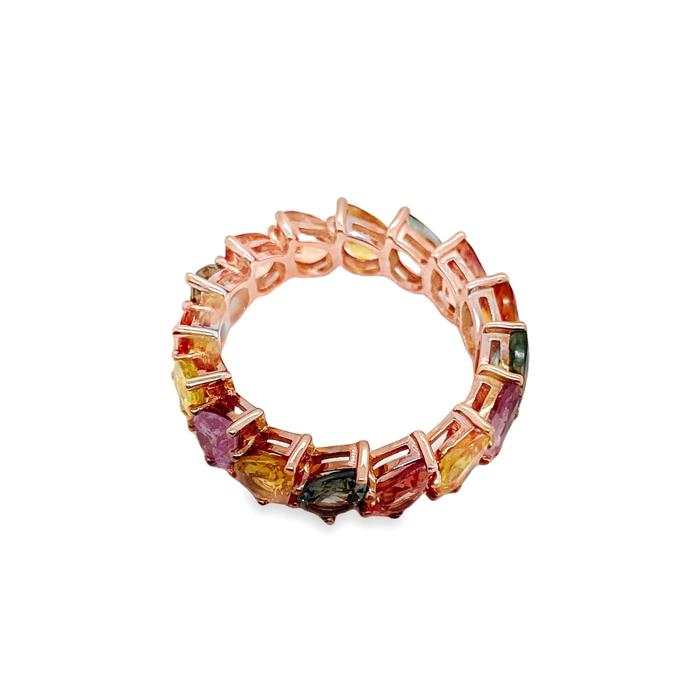 Women's or Men's IGI Certified 8.43ct Natural Sapphires 14K Pink Gold Ring For Sale