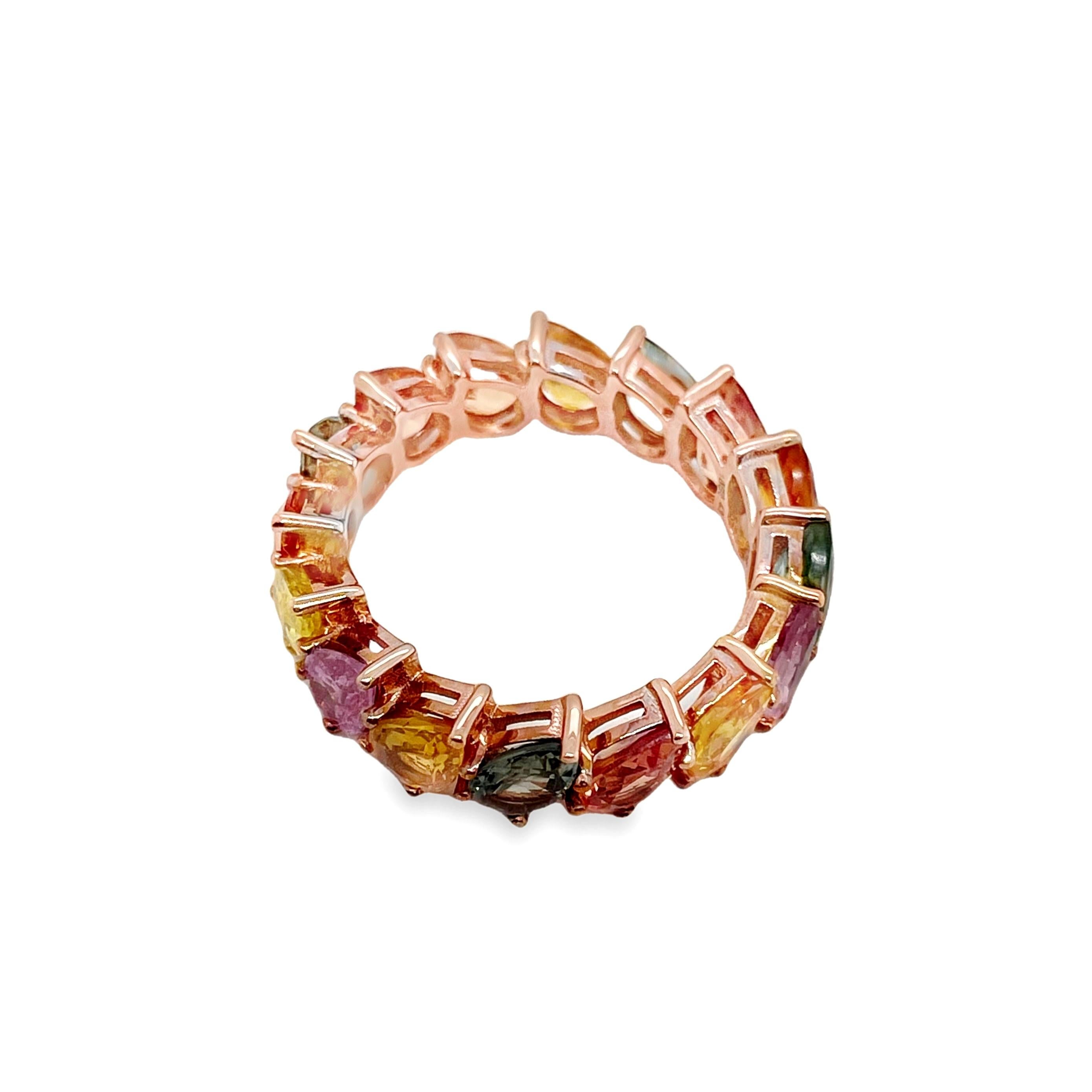 IGI Certified 8.43ct Natural Sapphires 14K Pink Gold Ring For Sale 1
