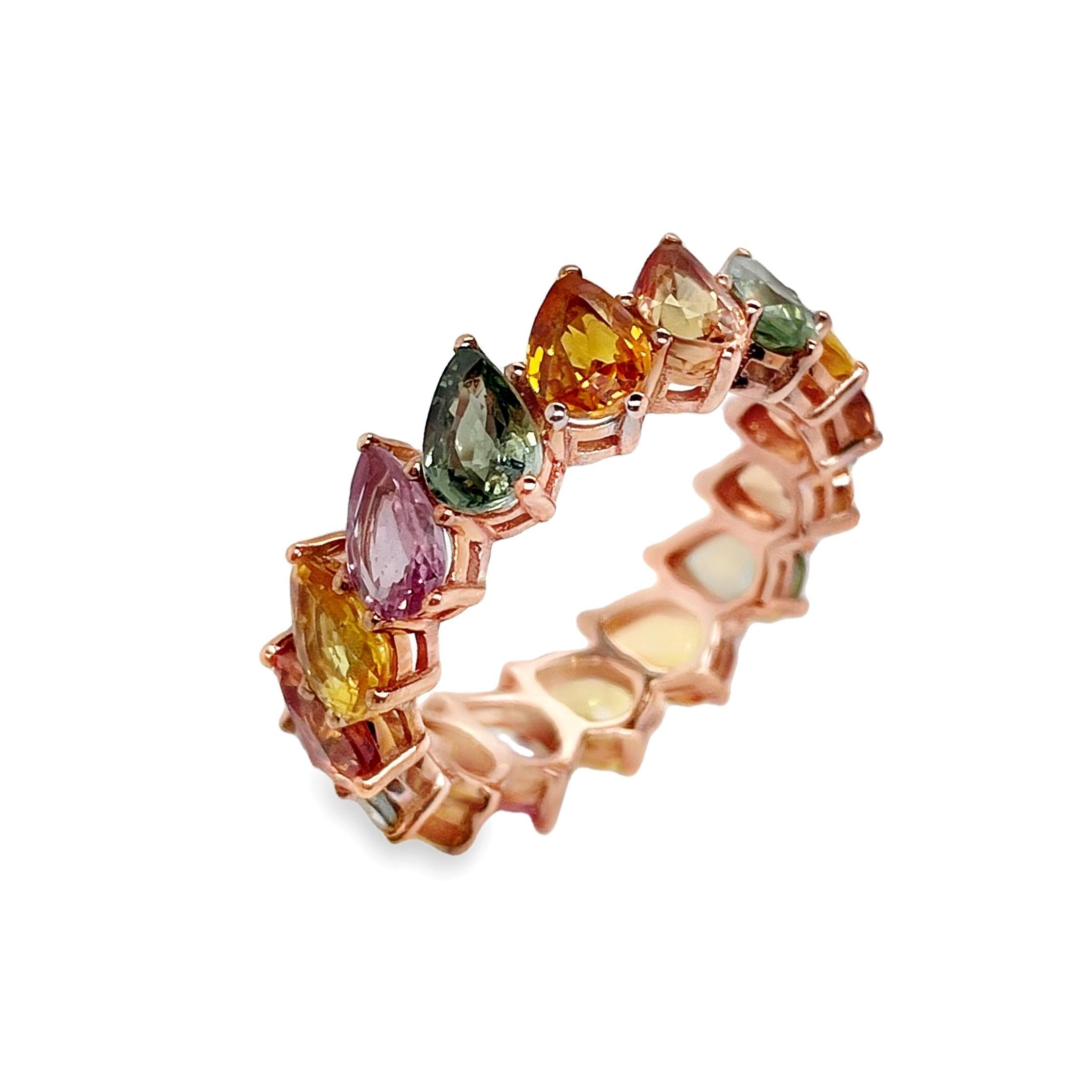 IGI Certified 8.43ct Natural Sapphires 14K Pink Gold Ring For Sale 1
