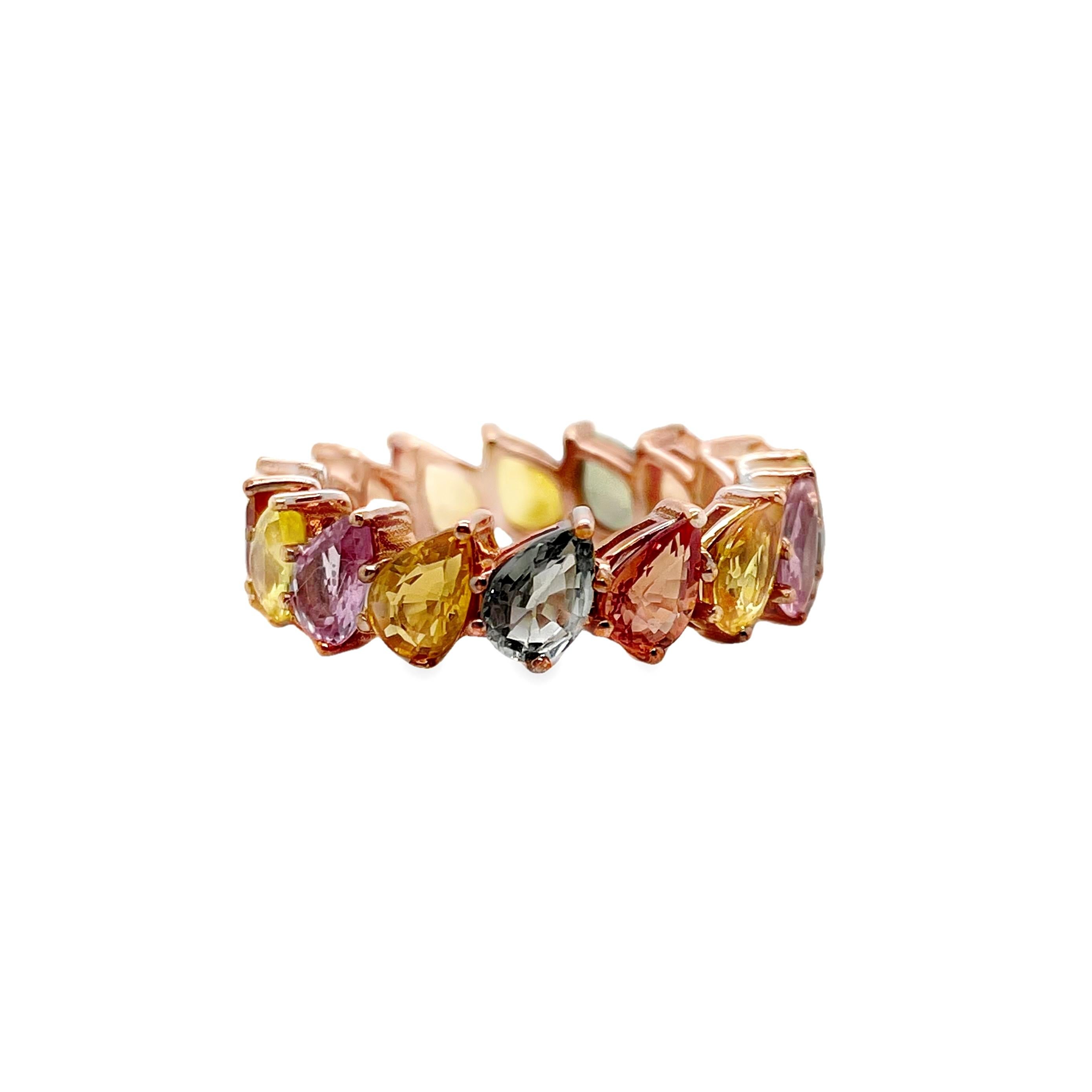 IGI Certified 8.43ct Natural Sapphires 14K Pink Gold Ring For Sale 2