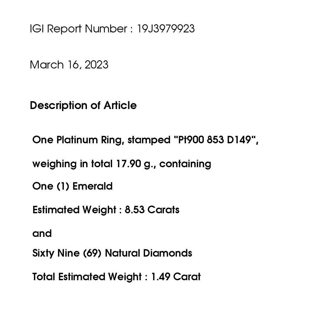 Anello in platino con diamanti Vivid Diamonds, certificato IGI, da 8,53 carati. in vendita 4