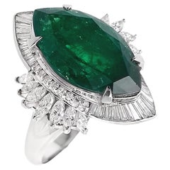 IGI Certified 8.53ct Fine Vivid Colombia Emerald 1.49ct Diamonds Platinum Ring