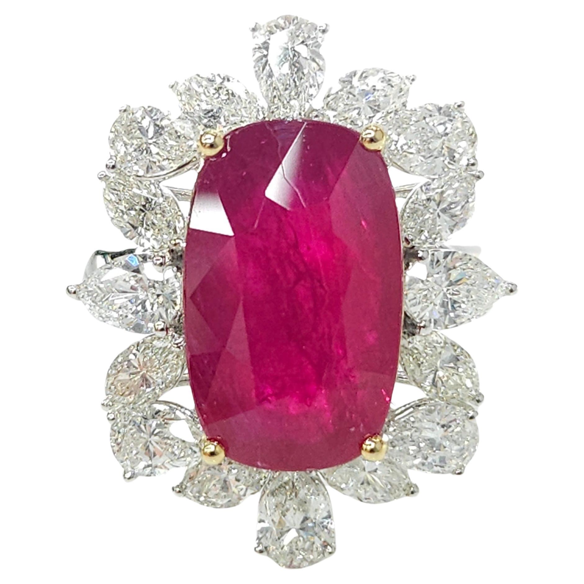 Elevate your jewelry collection with the luxurious allure of this IGI Certified 8.75 Carat ruby ring. This exquisite piece features a deep purplish red ruby, certified by the esteemed International Gemological Institute (IGI), showcasing