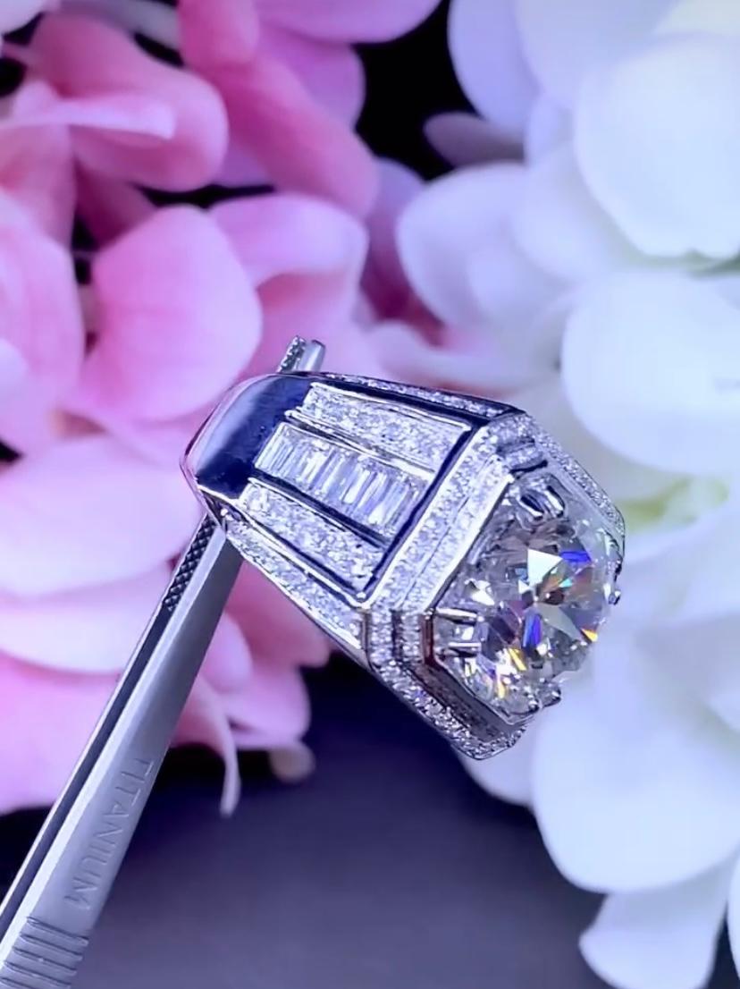 IGI Certified 9.00 Carats Diamond 18K Gold Unisex Ring For Sale 1