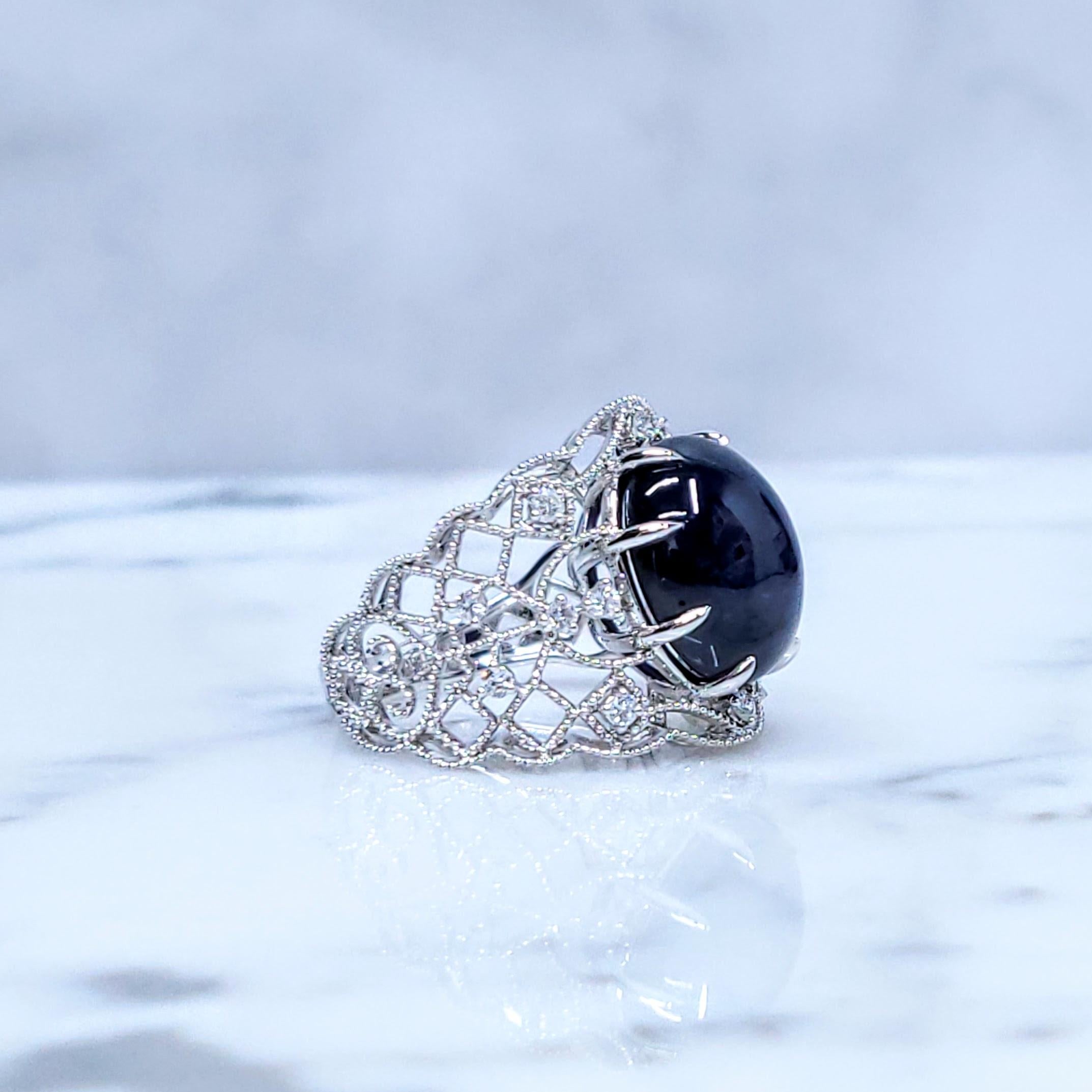 Anillo de zafiro y diamantes de oro blanco de 18 quilates con certificado IGI de 9,22 quilates en venta 4