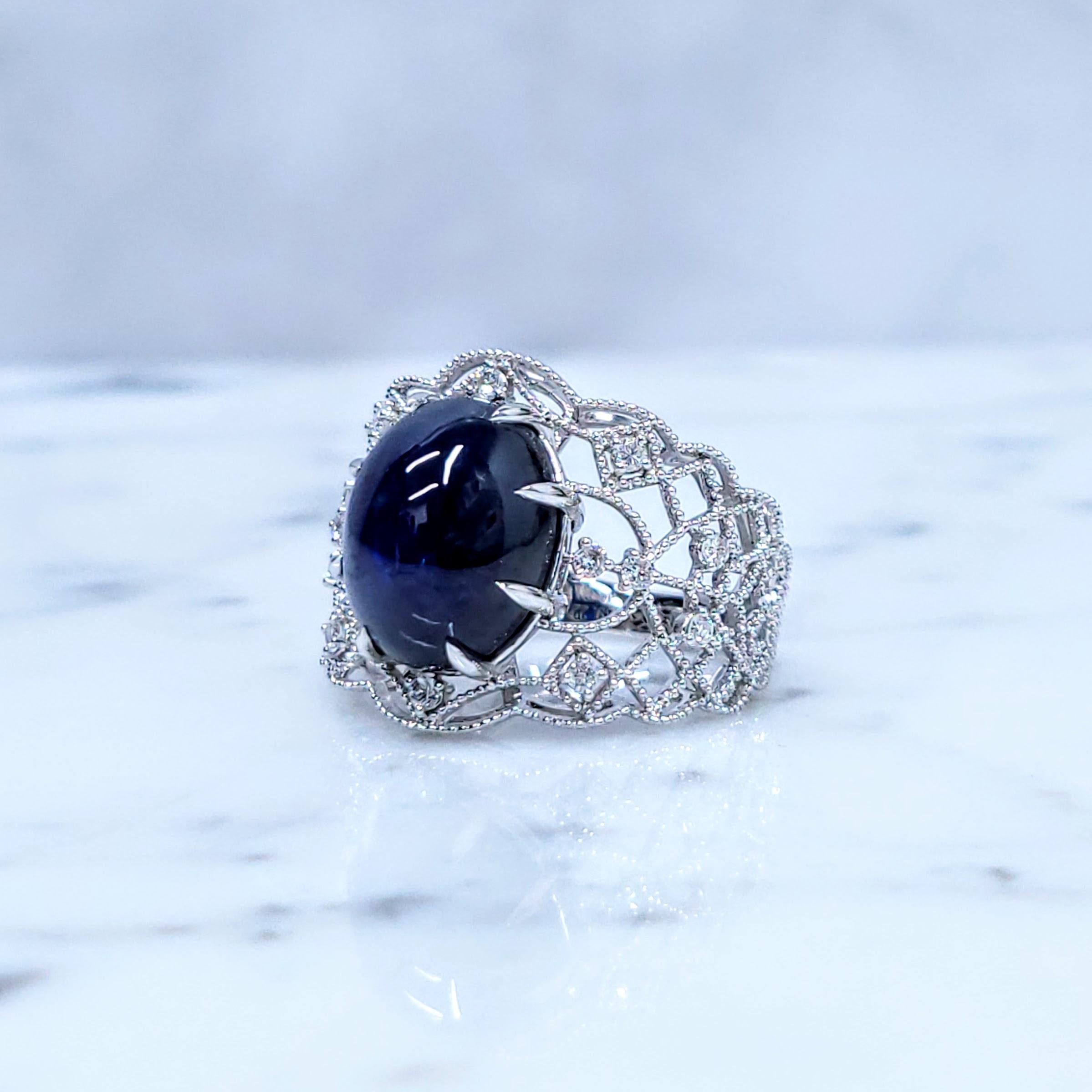 Anillo de zafiro y diamantes de oro blanco de 18 quilates con certificado IGI de 9,22 quilates en Nuevo estado para la venta en KOWLOON, HK