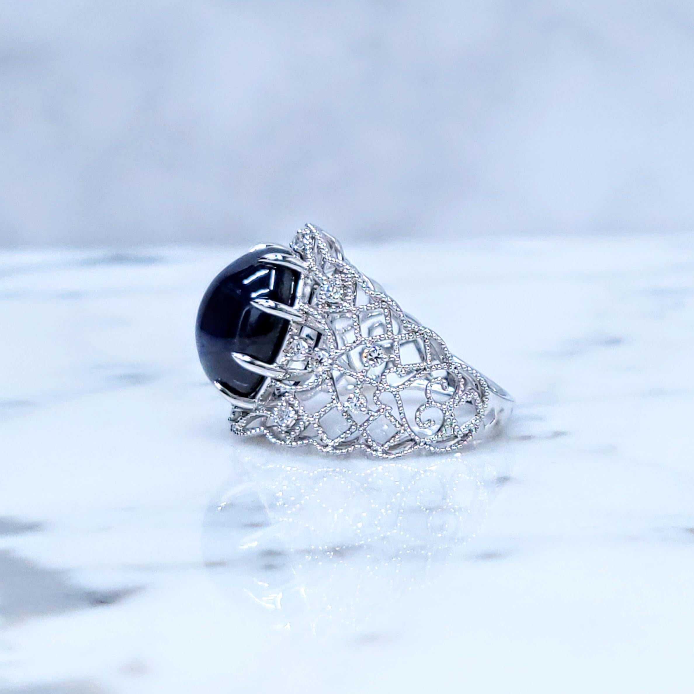 Anillo de zafiro y diamantes de oro blanco de 18 quilates con certificado IGI de 9,22 quilates en venta 1