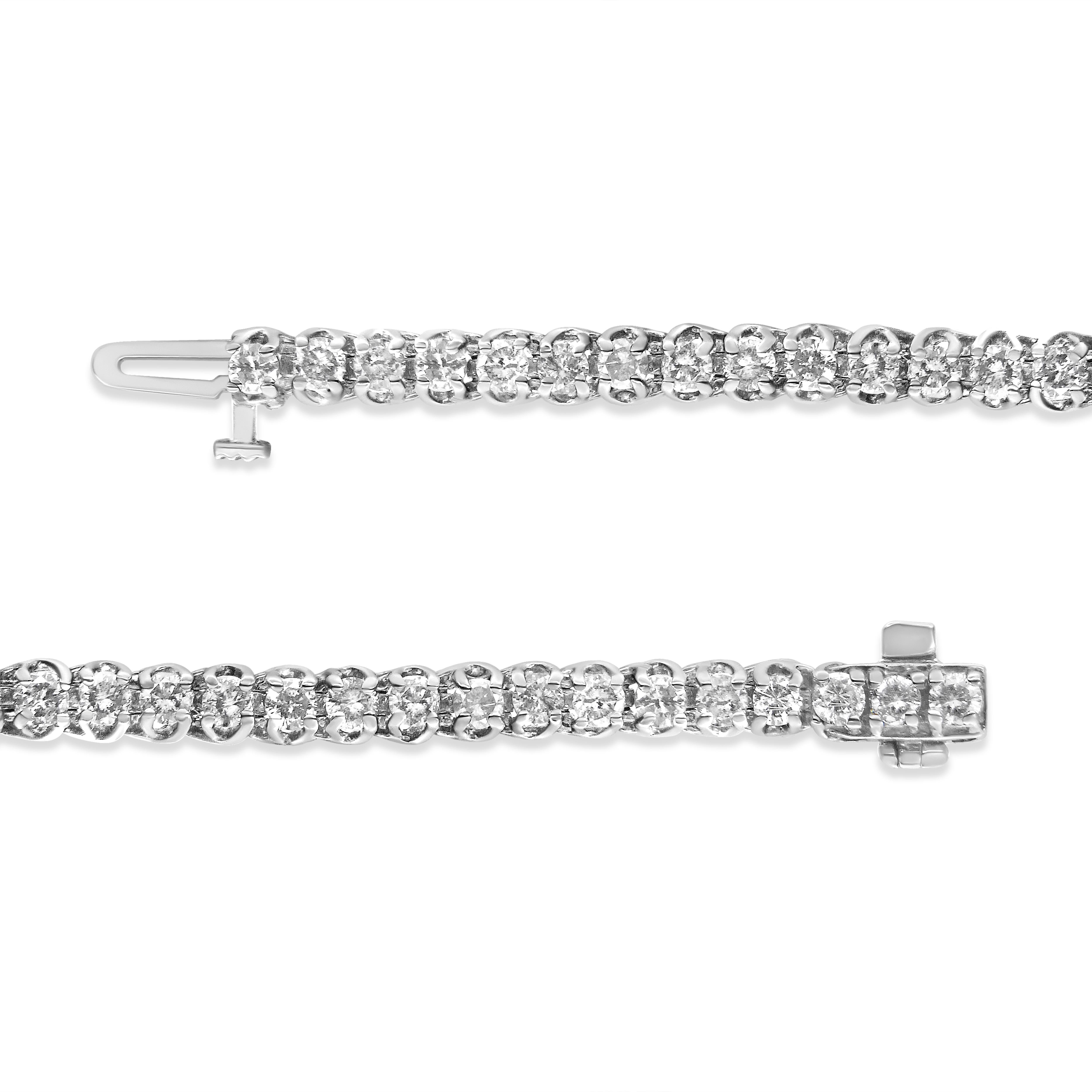 Contemporary IGI Certified .925 Sterling Silver 4.0 Carat Round-Cut Diamond Tennis Bracelet