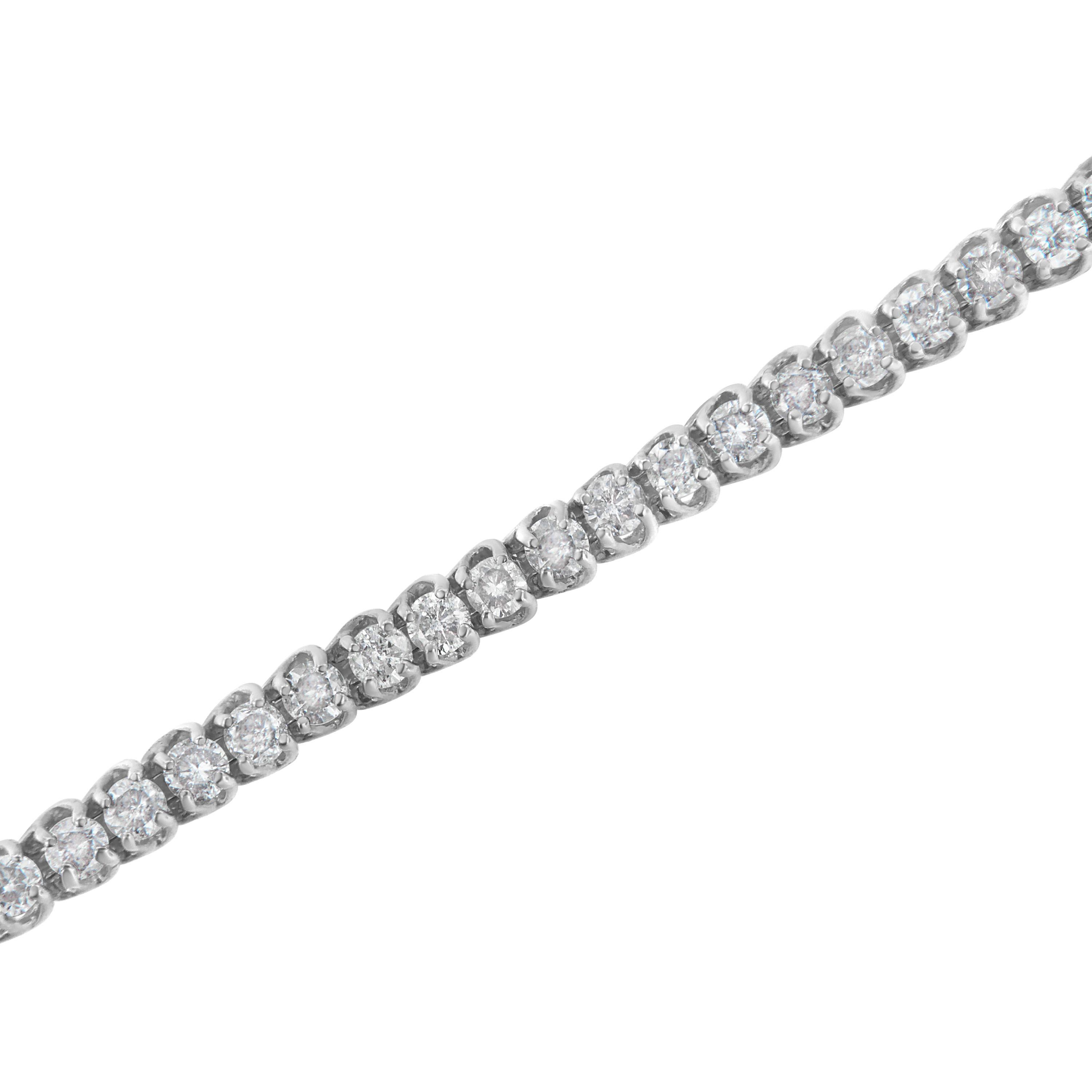 Round Cut IGI Certified .925 Sterling Silver 4.0 Carat Round-Cut Diamond Tennis Bracelet
