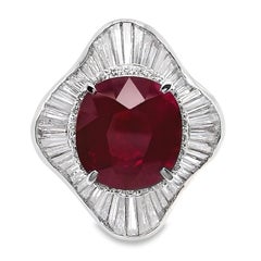 IGI Certified 9.39ct Natural Burma Ruby and 3.93ct Natural Diamond Platinum Ring