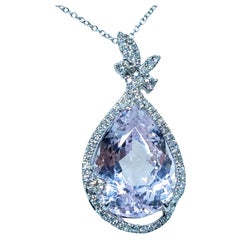 Ciondolo con Kunzite e diamanti da 9,76 carati certificato IGI in oro bianco 18 carati