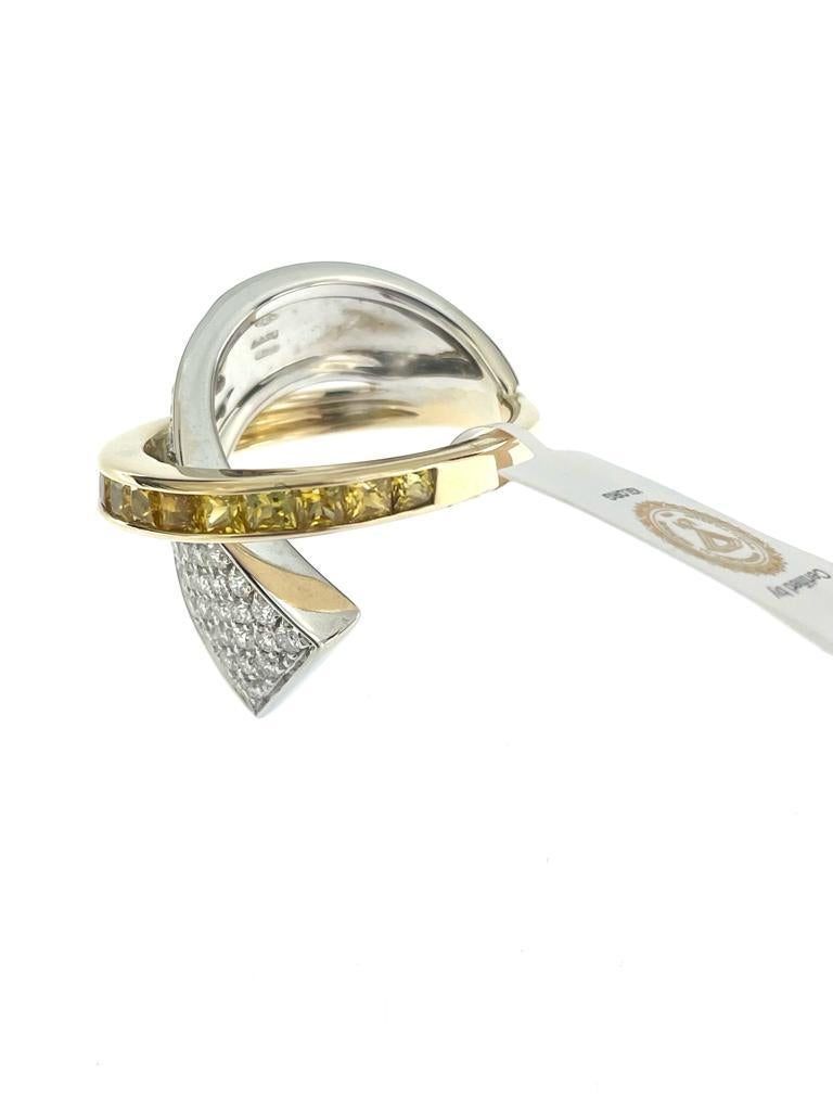 Contemporary IGI Certified Alfieri and St. John Yellow Sapphires and Diamonds Gold Ring  For Sale