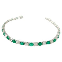 IGI Certified Alternating 3.76 Ct Emerald & 2.37 Ct Diamond Bracelet in 18K Gold