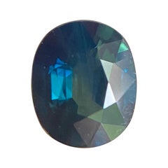 IGI Certified Australian 1.17ct Untreated Green Blue Teal Sapphire Cushion Cut