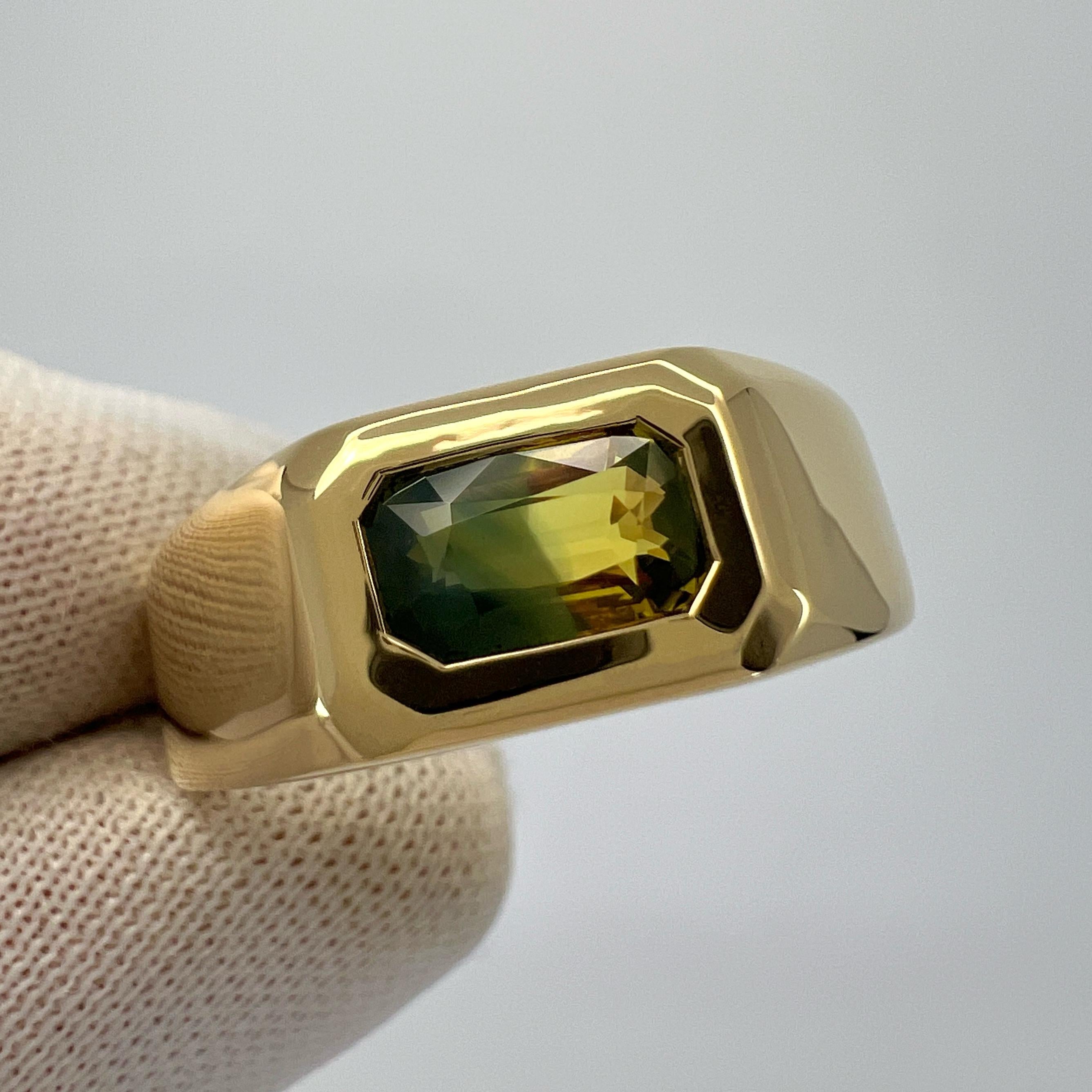IGI Certified Bi Colour Blue Orange Sapphire Untreated 18k Gold East West Ring For Sale 3