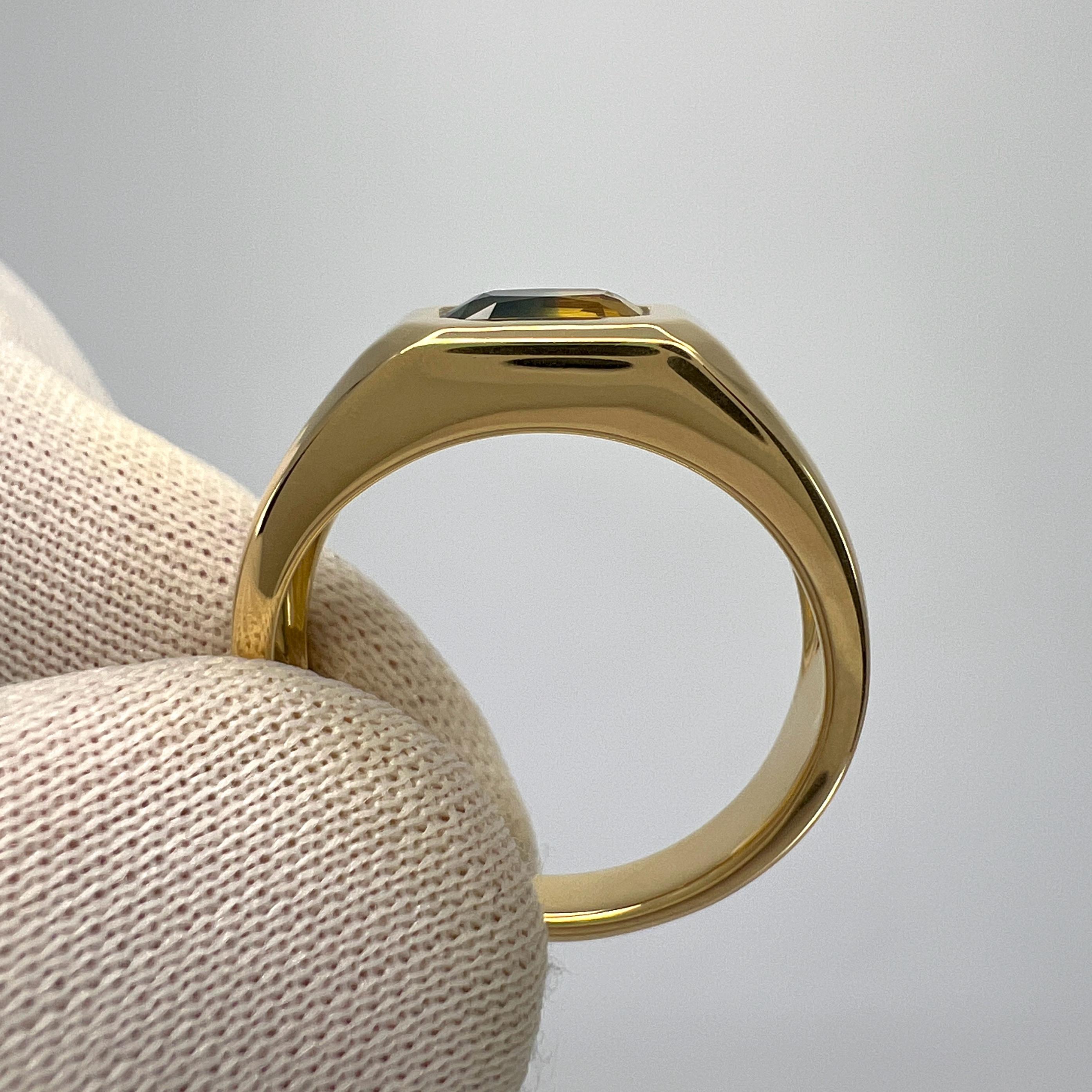 IGI Certified Bi Colour Blue Orange Sapphire Untreated 18k Gold East West Ring For Sale 4