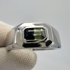 IGI Certified Bi Colour Blue Yellow Sapphire Emerald Cut 18k Gold East West Ring
