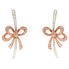 IGI Certified Bow Shape Earrings with Natural Pink Diamonds and White Diamonds