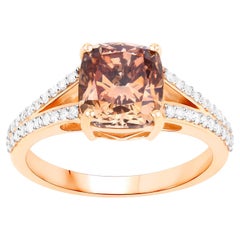 IGI zertifiziert Brown Diamond Ring Diamantfassung 3,35 Karat 18K Rose Gold