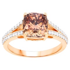 IGI Certified Brown Diamond Ring Diamond Setting 3.35 Carats 18K Rose Gold