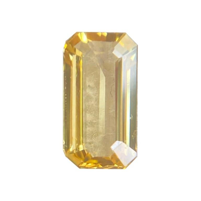 IGI Certified Ceylon Yellow Sapphire 1.31ct Emerald Cut Sri Lanka Loose Gemstone