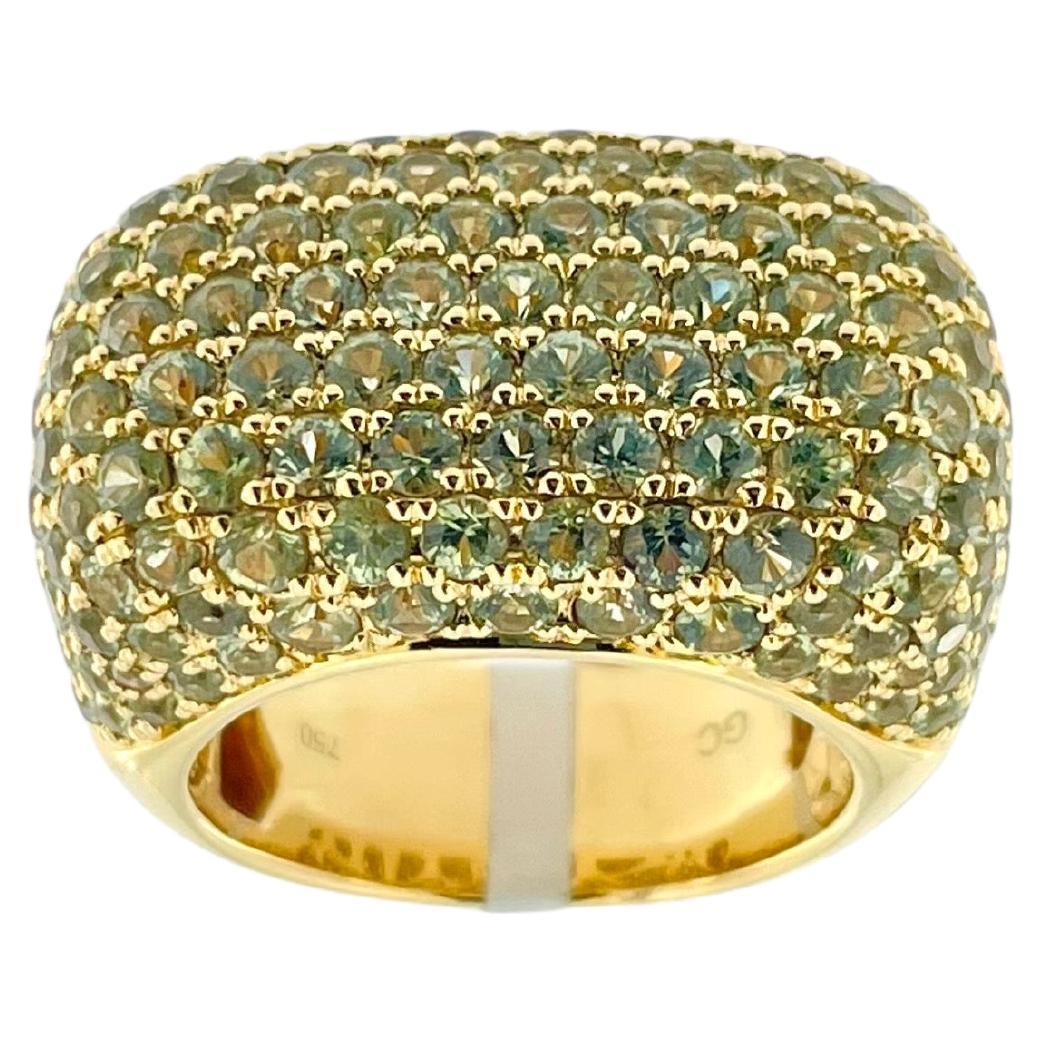 IGI Certified Cocktail Ring 18 karat Yellow Gold with Green Sapphires