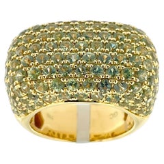 IGI Certified Cocktail Ring 18 karat Yellow Gold with Green Sapphires