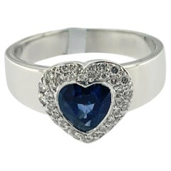 IGI Certified Cocktail Ring White Gold with Sapphire and Diamonds