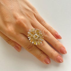 IGI Certified Cocktail Ring with Natural Fancy Color Diamonds 18K Gold
