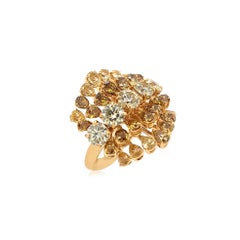 IGI Certified Cocktail Ring with Natural Fancy Color Diamonds 18K Gold