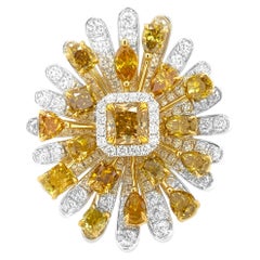 IGI Certified Cocktail Ring with Natural Fancy Color Diamonds 18K Gold
