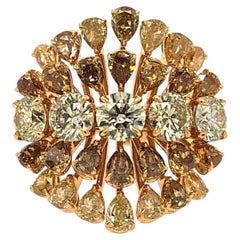 IGI Certified Cocktail Ring with Natural Fancy Color Diamonds 18K Gold