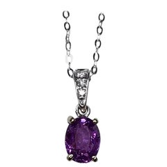 IGI Certified Color Change Pink Purple Sapphire Diamond 18k Pendant 0.85ct