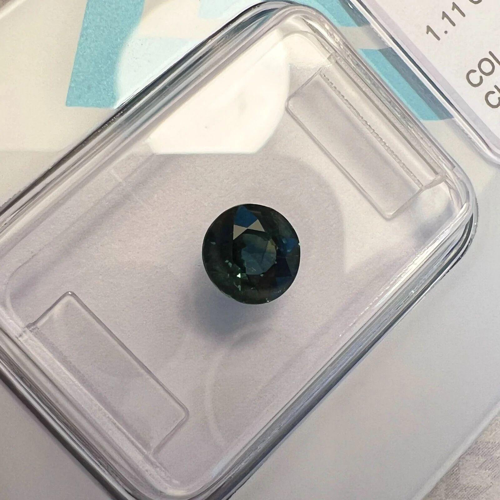 Taille ronde Saphir à couleur changeante certifié IGI de 1,11 carat, taille ronde non traitée et non chauffée, rare en vente