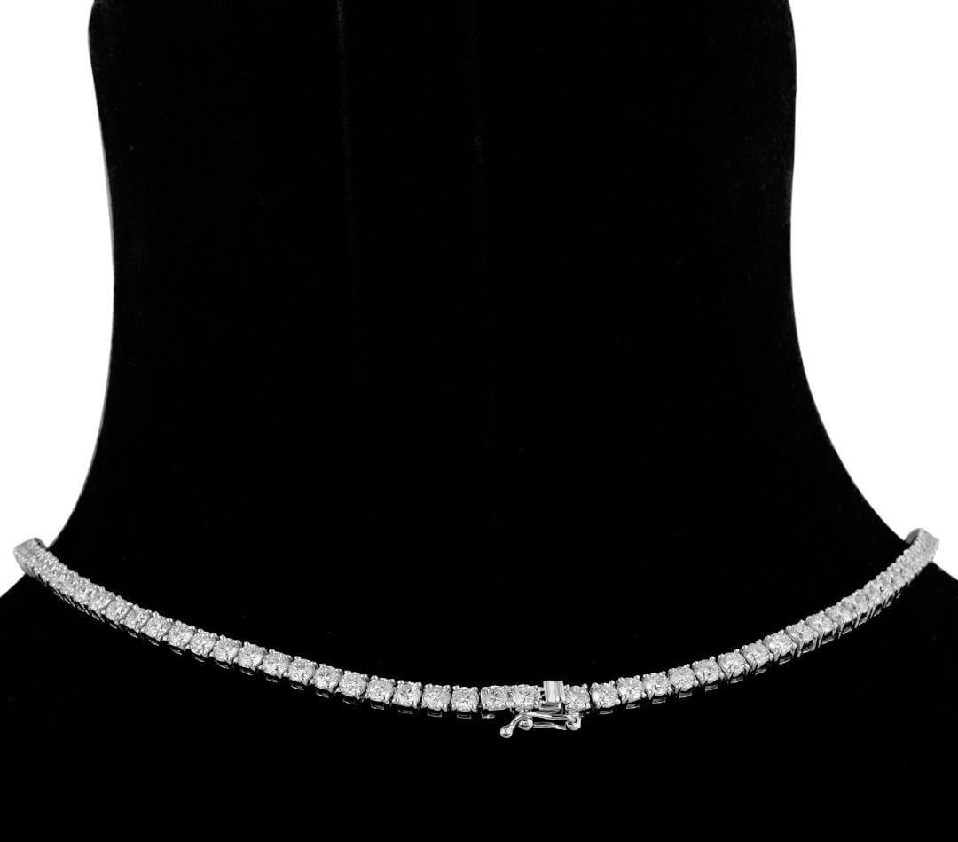 IGI-zertifizierte 11,02 Karat Diamanten 18K Gold Tennis-Halskette  (Zeitgenössisch) im Angebot