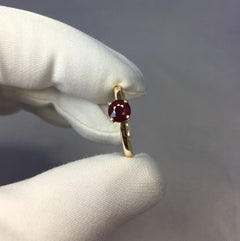 IGI Certified Deep Red Round Cut Ruby ‘Tiffany Style’ Solitaire Gold Ring
