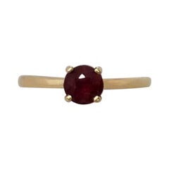 IGI Certified Deep Red Round Cut Ruby ‘Tiffany Style’ Solitaire Gold Ring