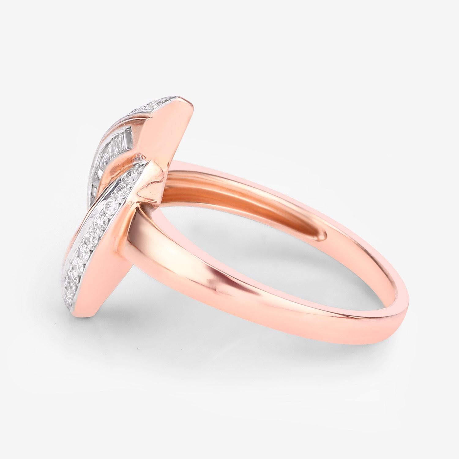 Women's or Men's IGI Certified Diamond Ring  0.29 Carats 14K Rose Gold For Sale