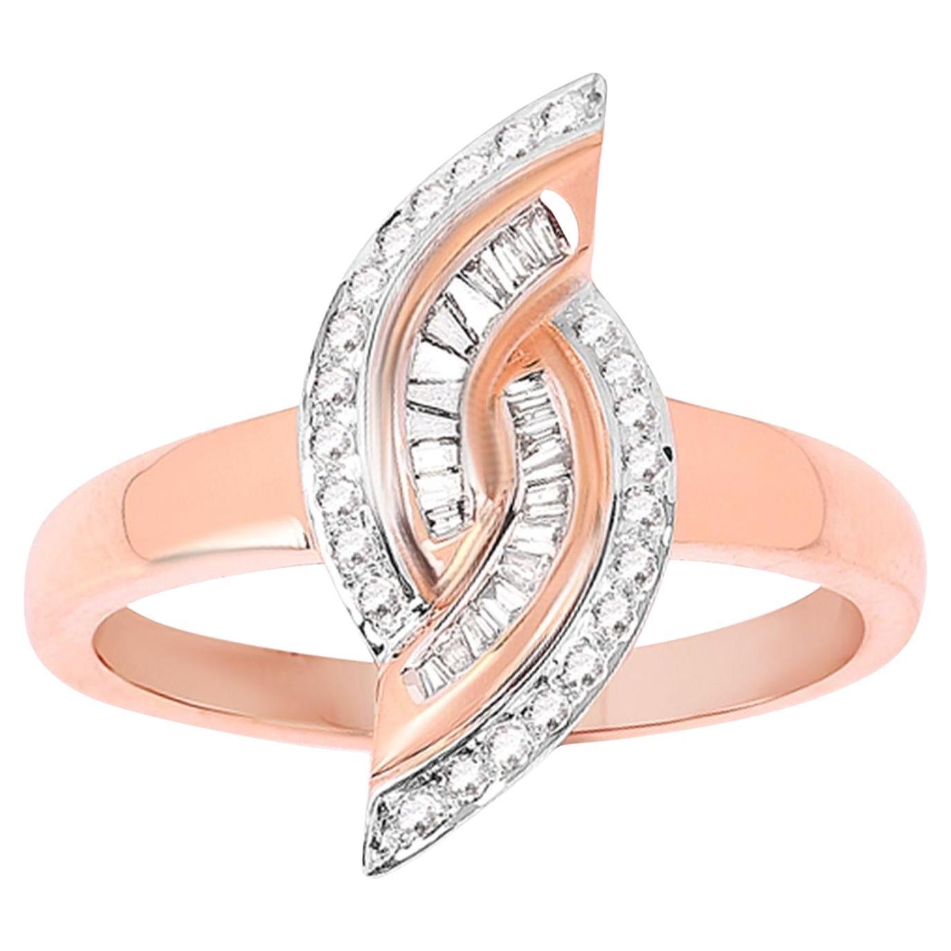IGI Certified Diamond Ring  0.29 Carats 14K Rose Gold For Sale
