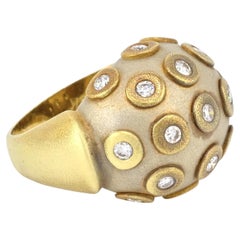 Anello con diamante a cupola in oro 18 carati Vincent Vincent, certificato IGI, misura 4
