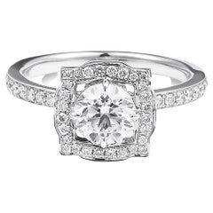 IGI Certified E-VS1 Round Center Diamond 18K Contemporary Design Ring