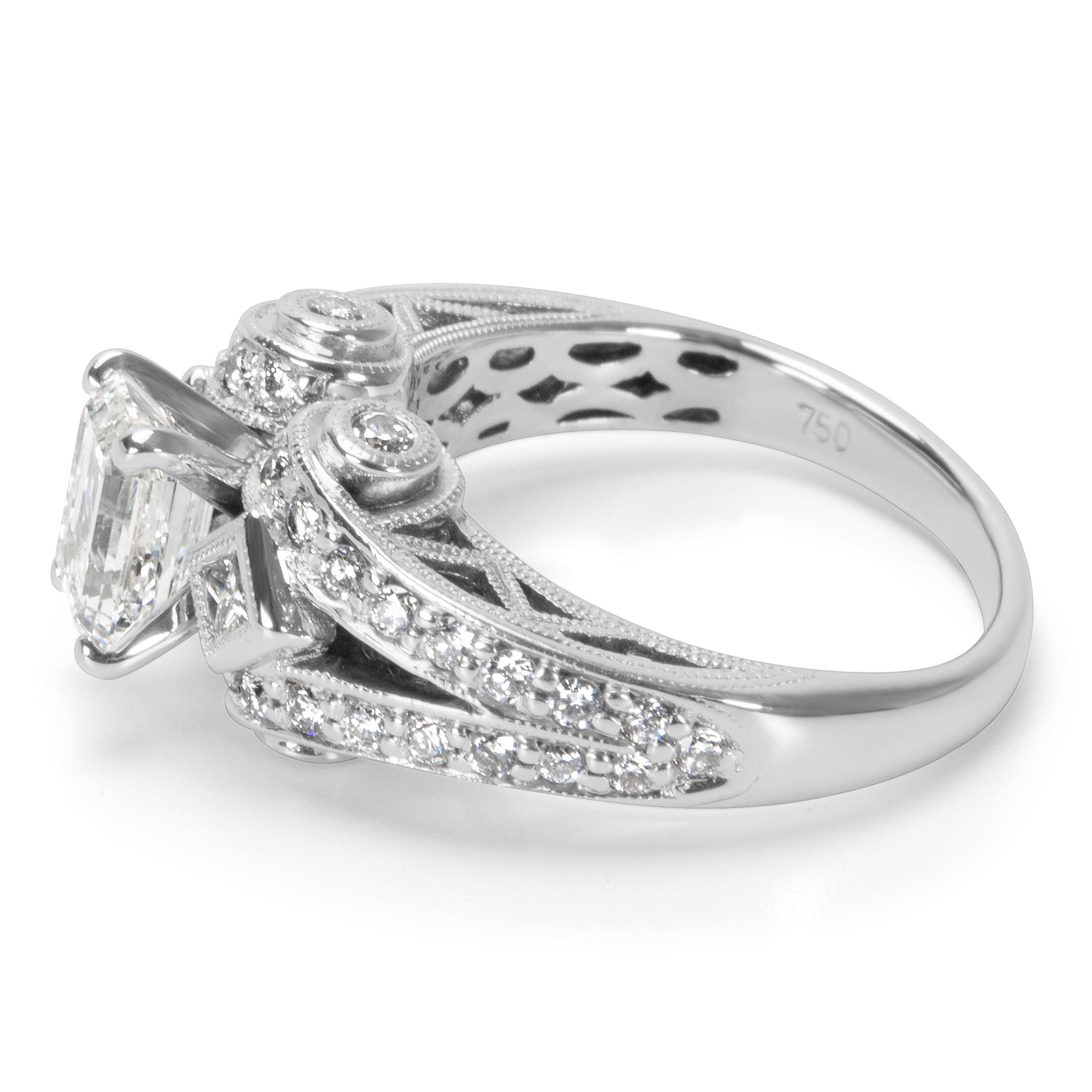 Women's IGI Certified Emerald Cut Diamond Ring in 18 Karat White Gold '1.67 Carat'