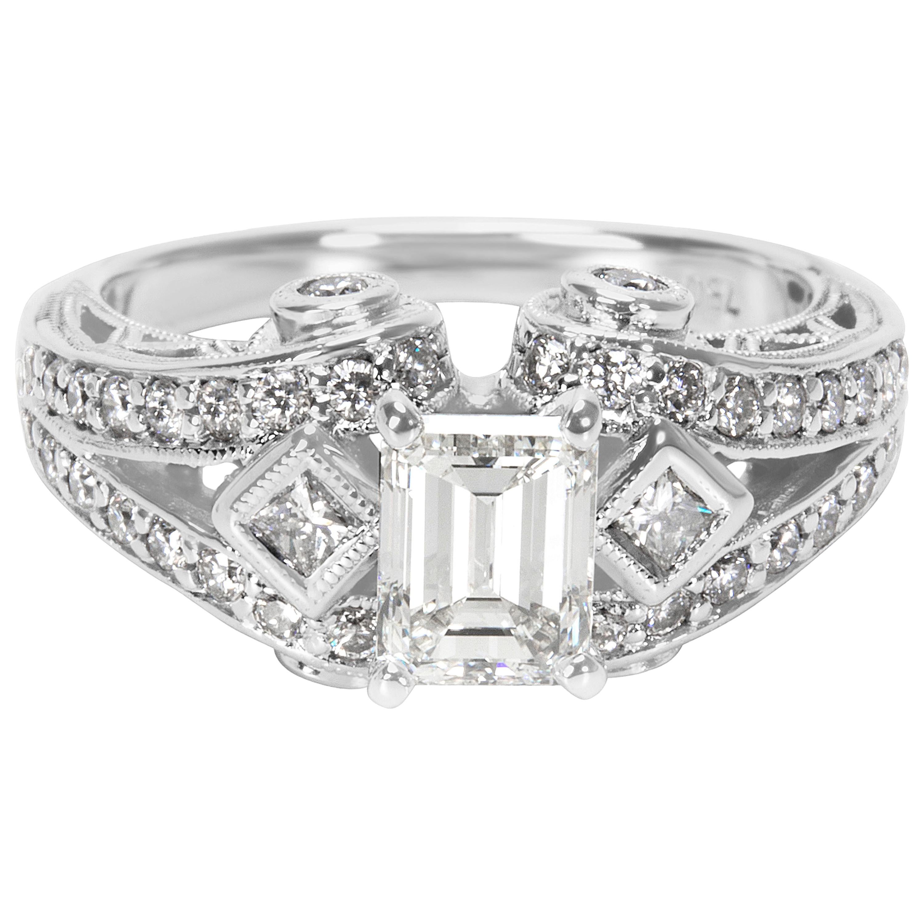 IGI Certified Emerald Cut Diamond Ring in 18 Karat White Gold '1.67 Carat'