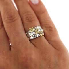 IGI Certified Fancy Deep Yellow & Greenish Yellow Diamond 18K Two Tone Gold Ring