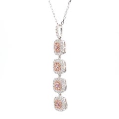 IGI Certified Fancy Pink Radiant Diamond 0.96 Carat TW Gold Drop Pendant